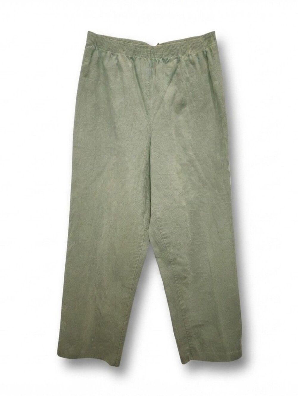Vintage 100% Cotton Shelly David Women's Olive Green Elastic-Waist Casual Pants
